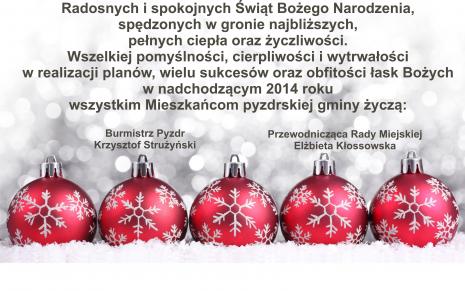 Życzenia świąteczne dla Mieszkańców
